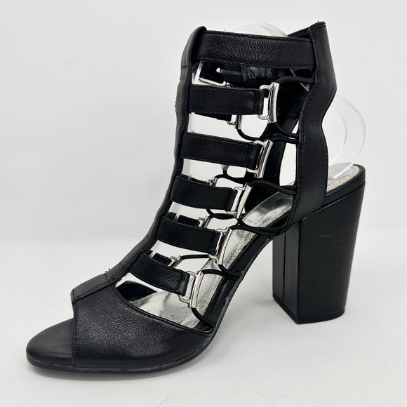 Gianni Bini Gladiator Heels Strappy Sandals Black Leather Women's - Picture 9 of 13